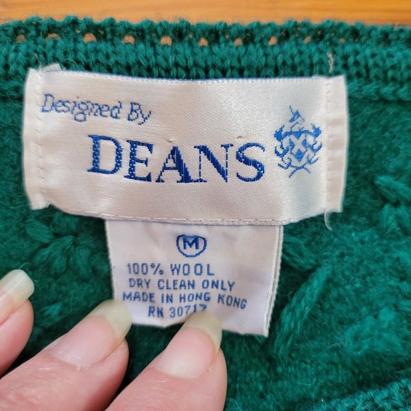 Deans M Green‎ Floral Embroidered Wool Sweater Cardigan Jacket - Picture 2 of 6